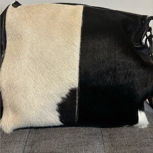 Black & White Haircalf Crossbody Bag